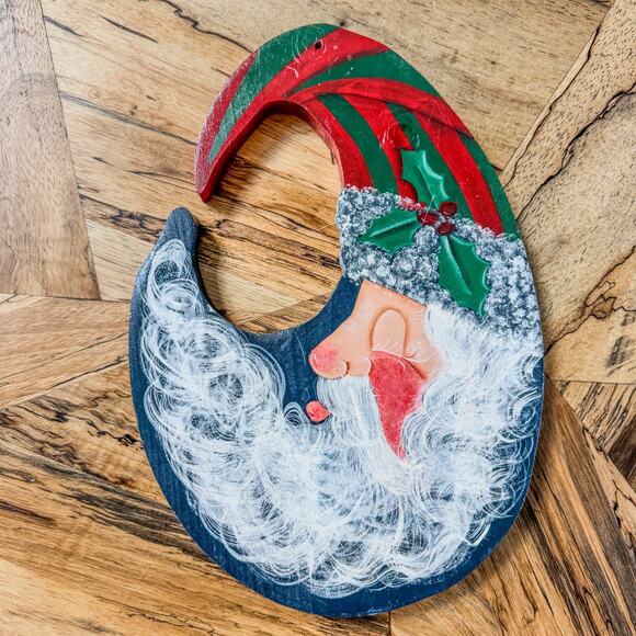 Country Christmas Collection of 3 Santa Themed HandPainted Wall Hangings - Picture 5 of 8